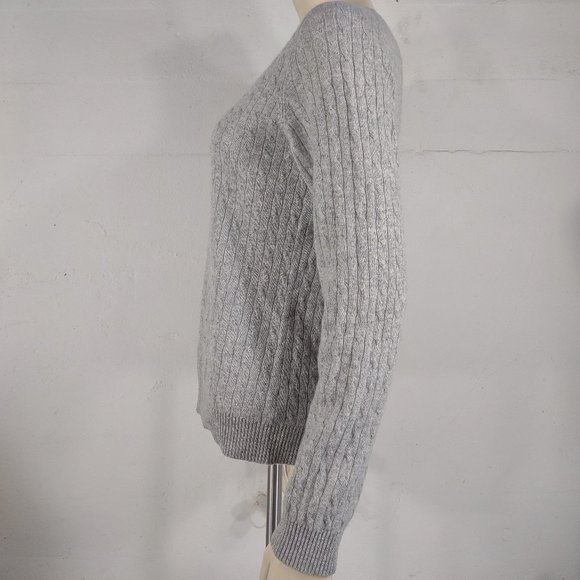 Charter Club gray 2-Ply 100% Cashmere cable knit pullover sweater ladies Medium - Picture 5 of 6